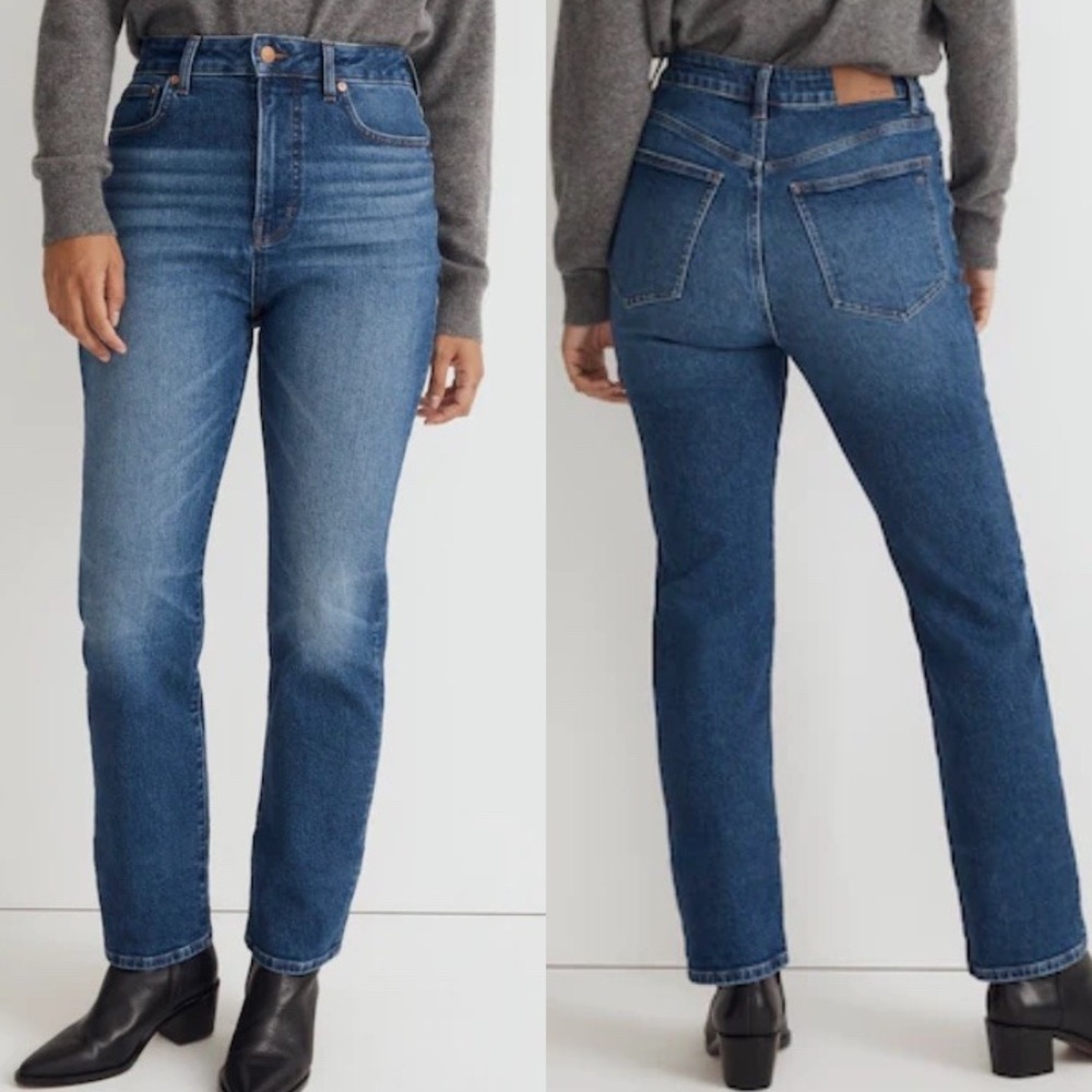 Madewell Petite Curvy 90s Straight Jean Barlow Wash Dark Blue 29P Casual Retro